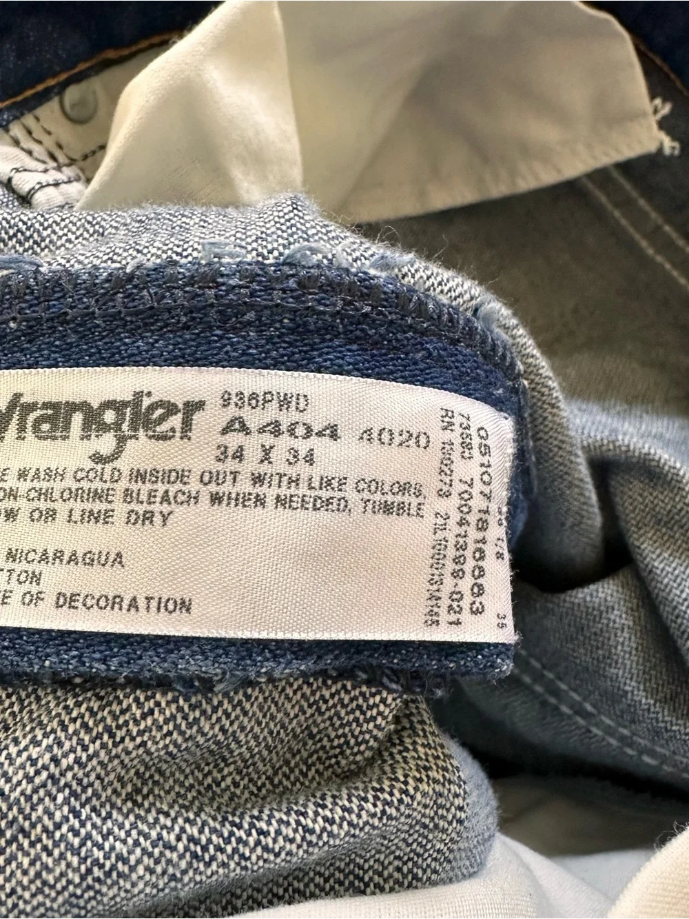 Wrangler 936PWD Cowboy Cut Slim Fit Jeans Mens 34x34 Blue Denim Straight Leg